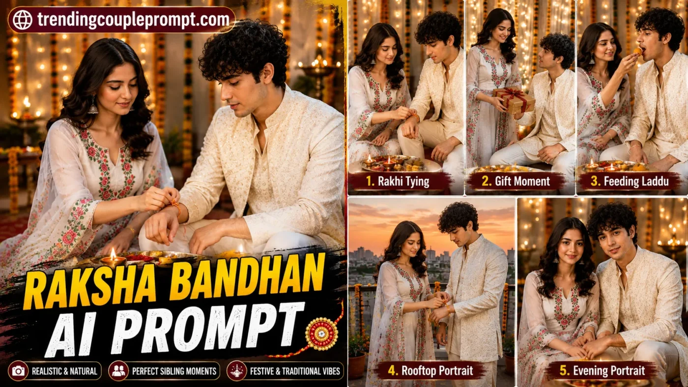 5 Best Raksha Bandhan AI Photo Editing Prompts 2026 – Create Realistic Brother-Sister Photos @trendingcoupleprompt.com