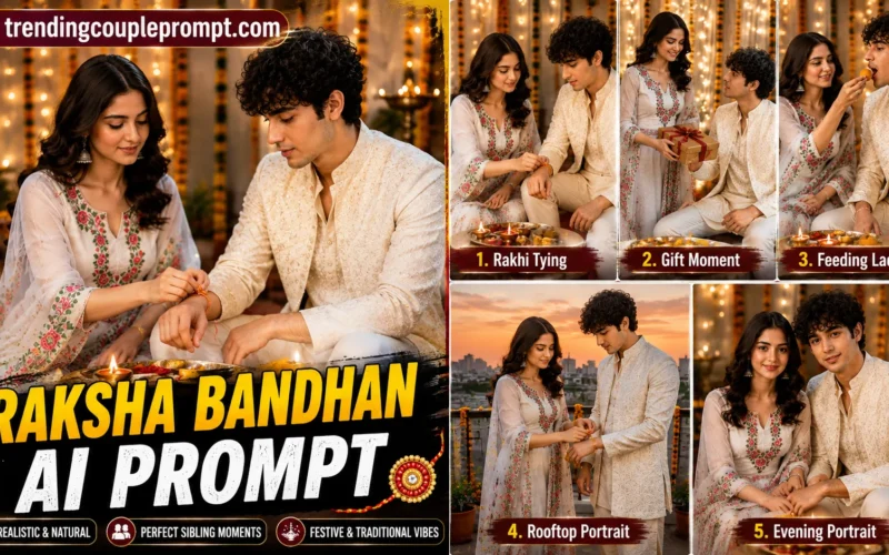 5 Best Raksha Bandhan AI Photo Editing Prompts 2026 – Create Realistic Brother-Sister Photos @trendingcoupleprompt.com