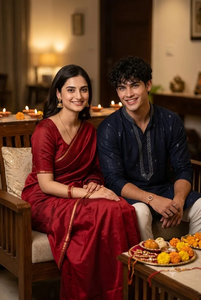 Warm Evening Raksha Bandhan Family Portrait