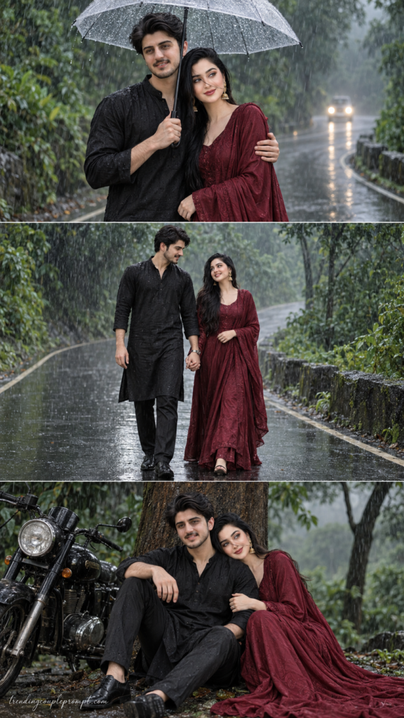 Romantic Monsoon Couple Photoshoot in the Rain